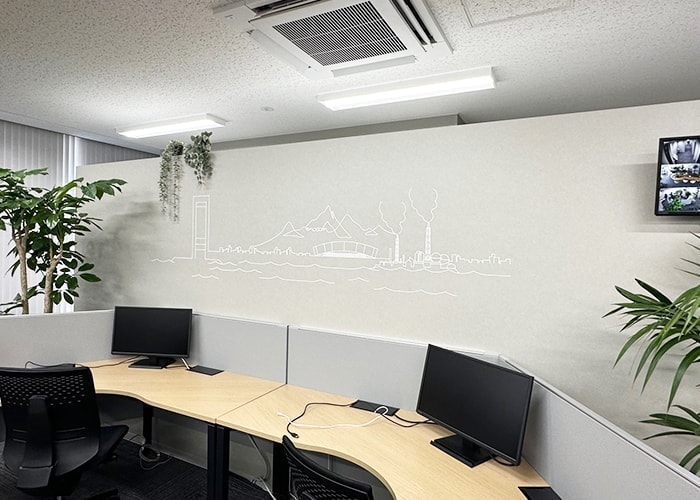 一筆書き風の壁面サイン